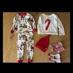 Christmas Lot Bundle Pajamas Cookie Hat Candy Cane Shirt 2t Toddler